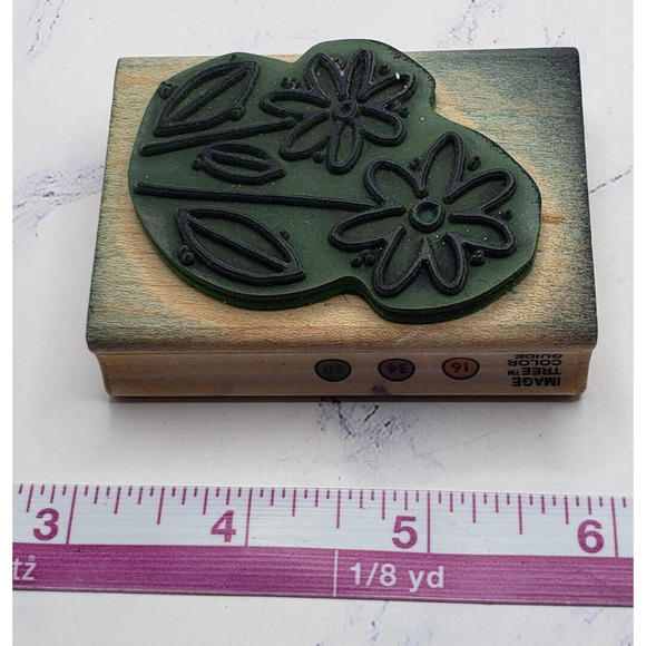 Daisy Duo Flowers Image Tree Wood Mounted Rubber Stamp IT08B - Picture 7 of 7